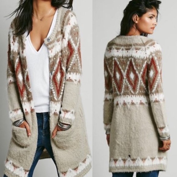 Free People Sweaters - Free People Frosted Fair Isle Mohair Wool Cardigan